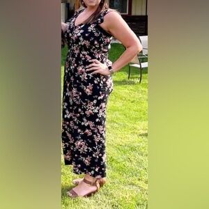 Xhilaration Black Floral Jumpsuit